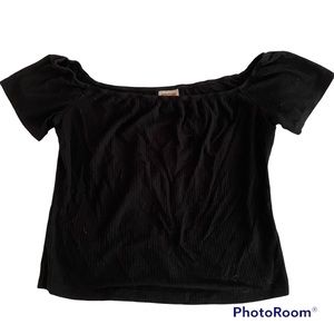 black cropped top // elastic neck line